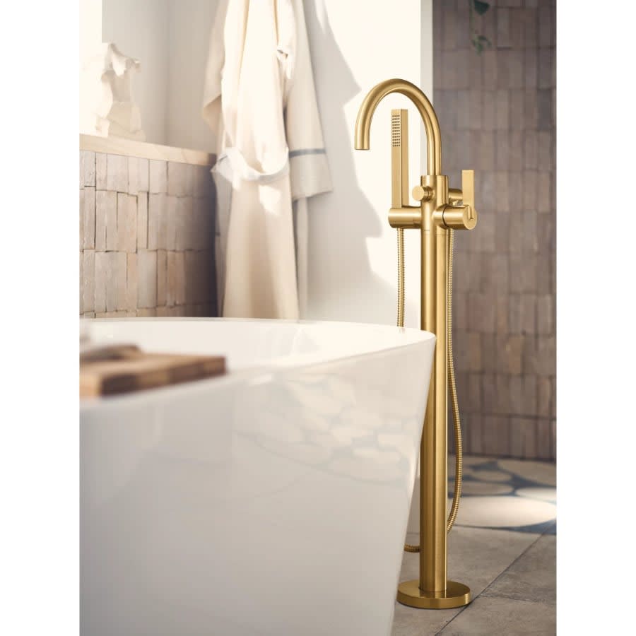Cia Floor Mounted Tub Filler with Built-In Diverter - Includes Hand Shower