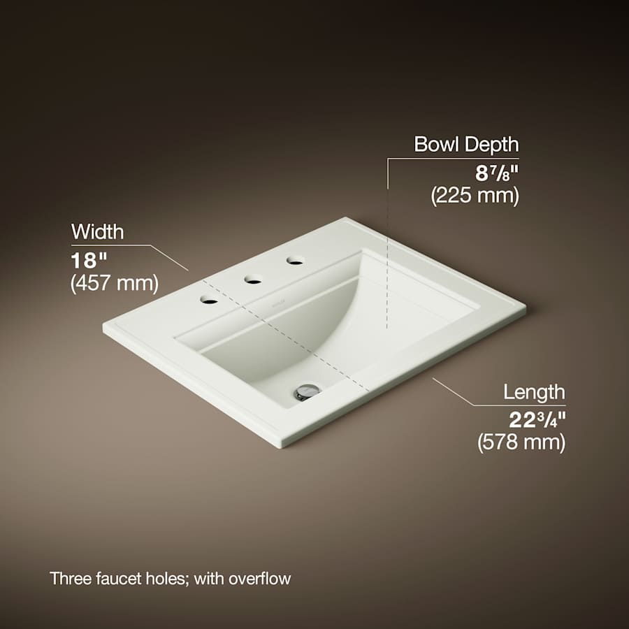 Memoirs Stately 17" Drop In Bathroom Sink with 3 Holes Drilled and Overflow