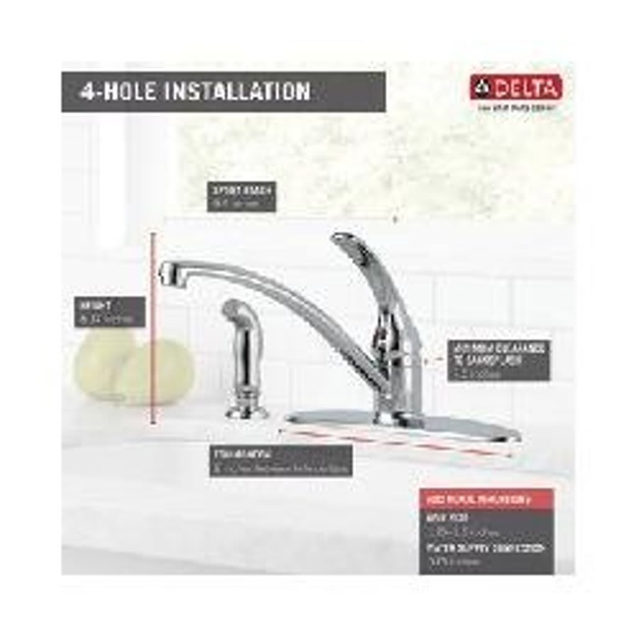 Foundations® Kitchen Faucet, Deck Mount, ADA, 1 Lever Handle, 4-Hole, Chrome