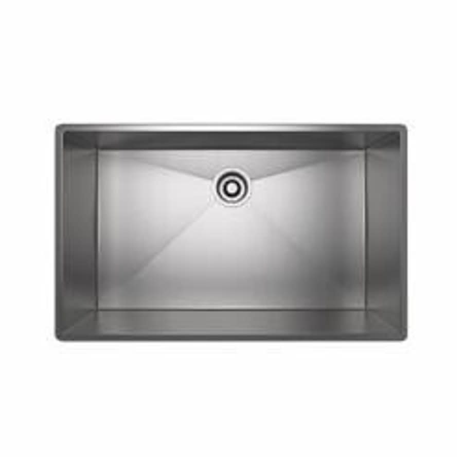 Single Bowl Kitchen Sink, Top/Under Mount, 34-1/2 x 19-1/2 in, 10 in Bowl Depth, 16 ga Brushed Stainless Steel Steel, Stainless