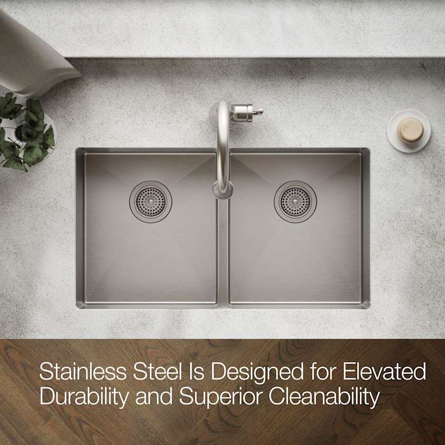 Strive 32" Double Basin Undermount 16-Gauge Stainless Steel Kitchen Sink with SilentShield