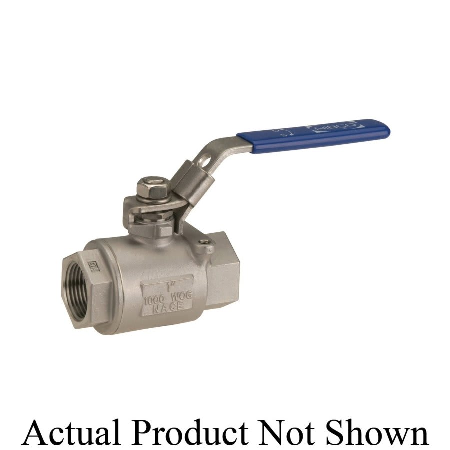 2-Piece Ball Valve, 1-1/4 in, FNPT, Full Port, Stainless Steel Ball, 304/304L Stainless Steel