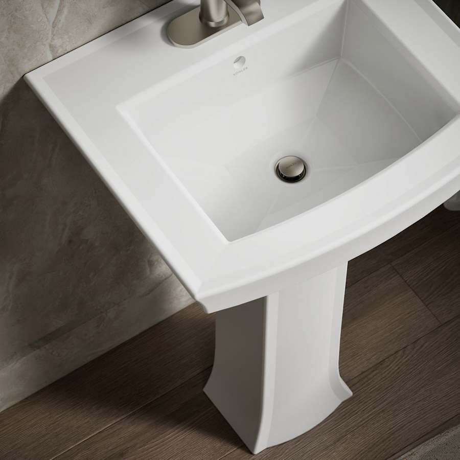 Archer 24" Pedestal Bathroom Sink with 3 Holes Drilled and Overflow
