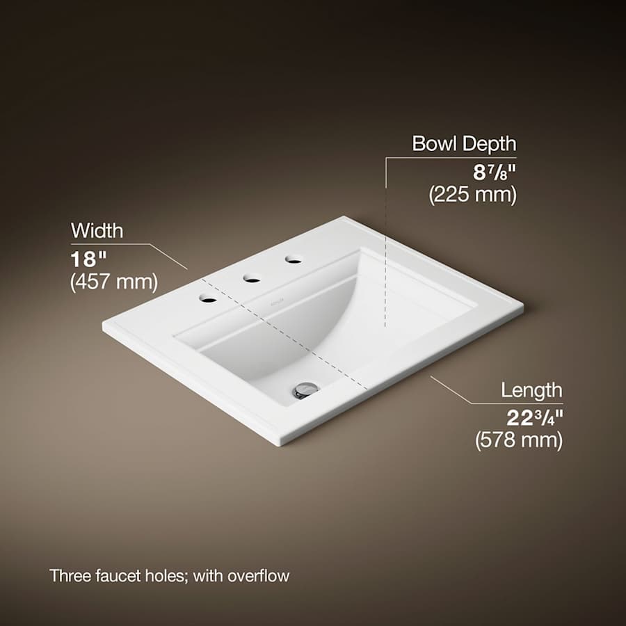 Memoirs Stately 17" Drop In Bathroom Sink with 3 Holes Drilled and Overflow