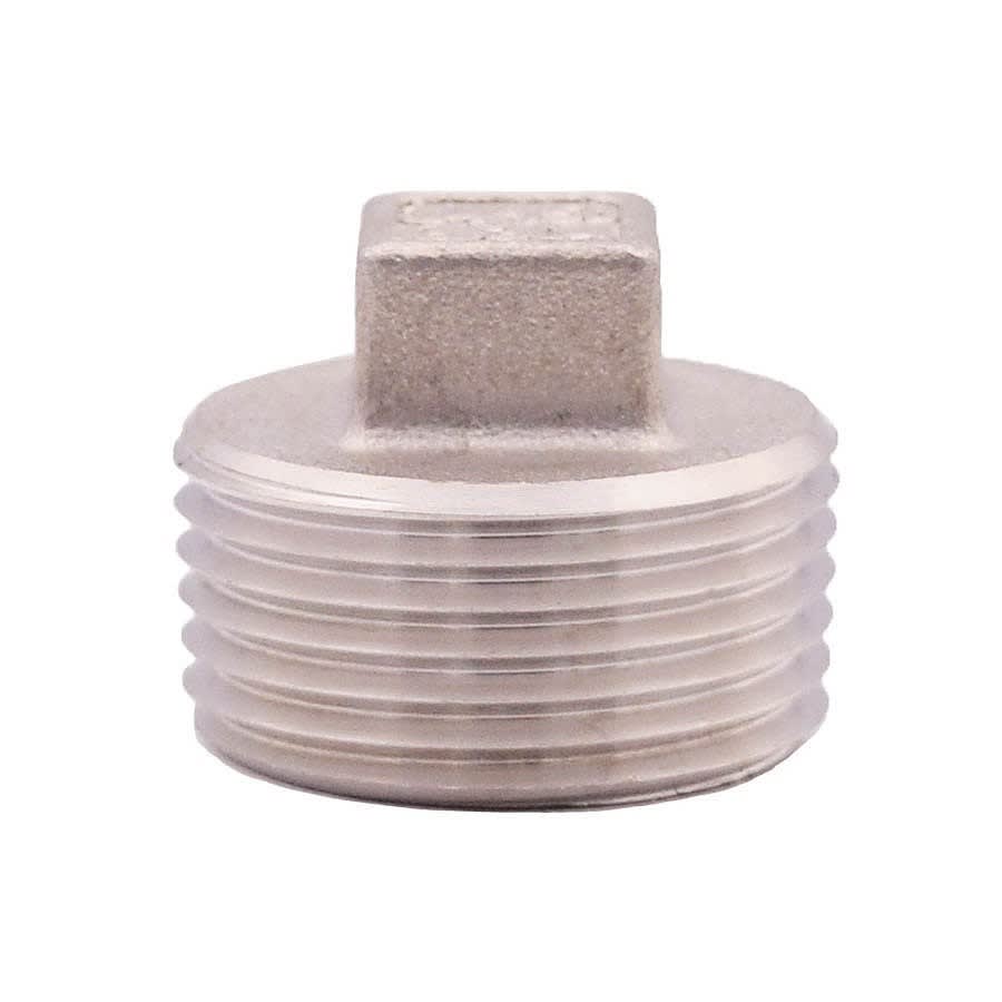Square Head Plug, 1/2 in, MNPT, 304/304L Stainless Steel, 150 lb
