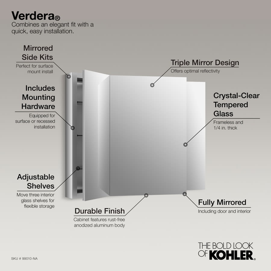 Verdera 40"W x 30"H Triple Door Medicine Cabinet