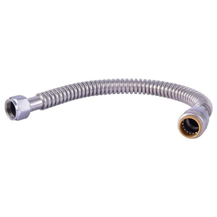 Corrugated Water Heater Flex, 3/4 in, Push x FNPT, 18 in L, Stainless Steel