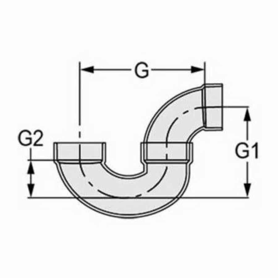P-Trap, 2 in, Hub, DWV, PVC