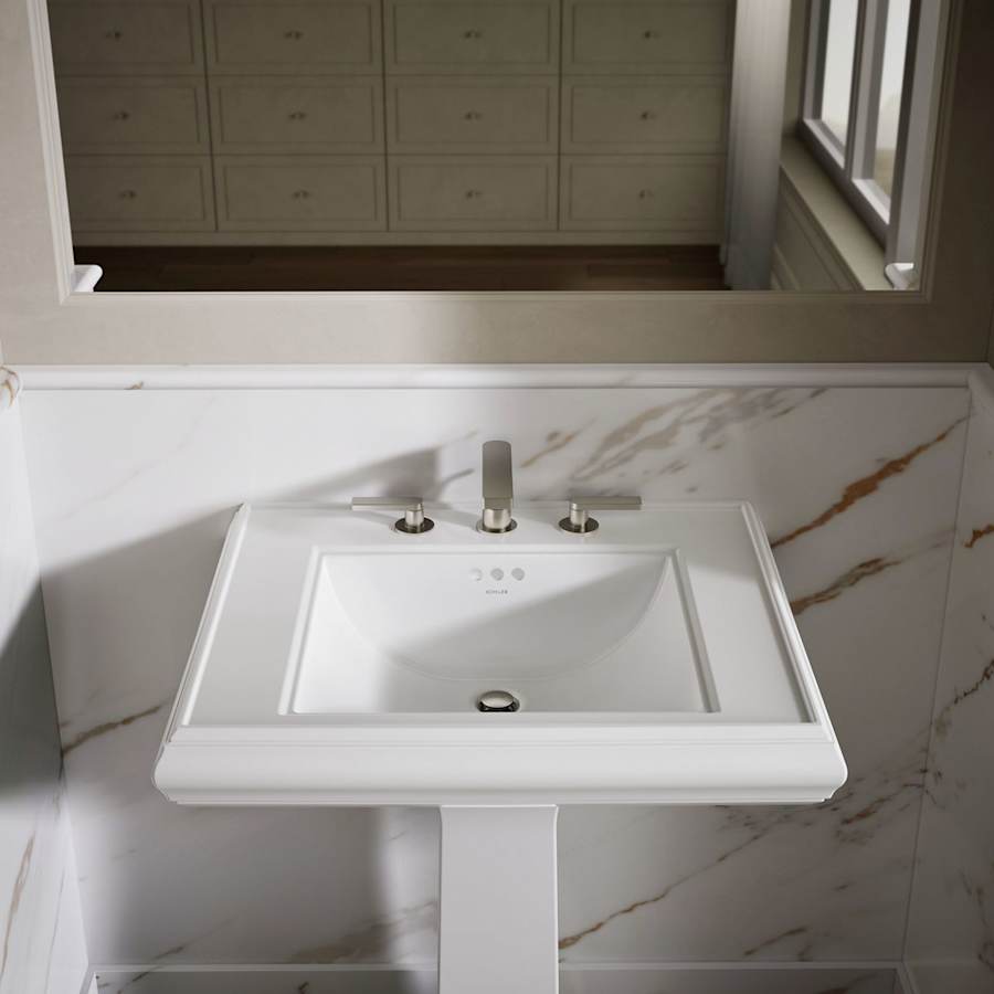 Memoirs Classic 27" Fireclay Pedestal Bathroom Sink with 3 Holes Drilled and Overflow