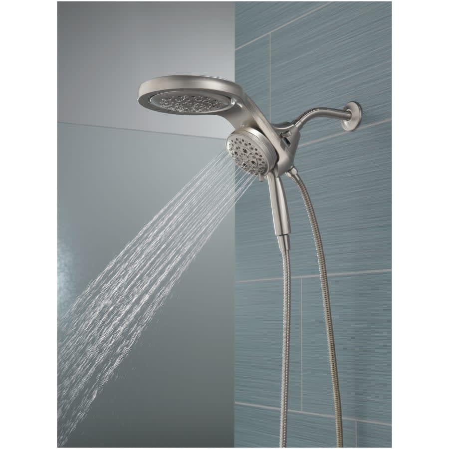 HydroRain 2.5 GPM Multi Function 2-in1 Rain Shower Head and Hand Shower with H2OKinetic PowerDrench