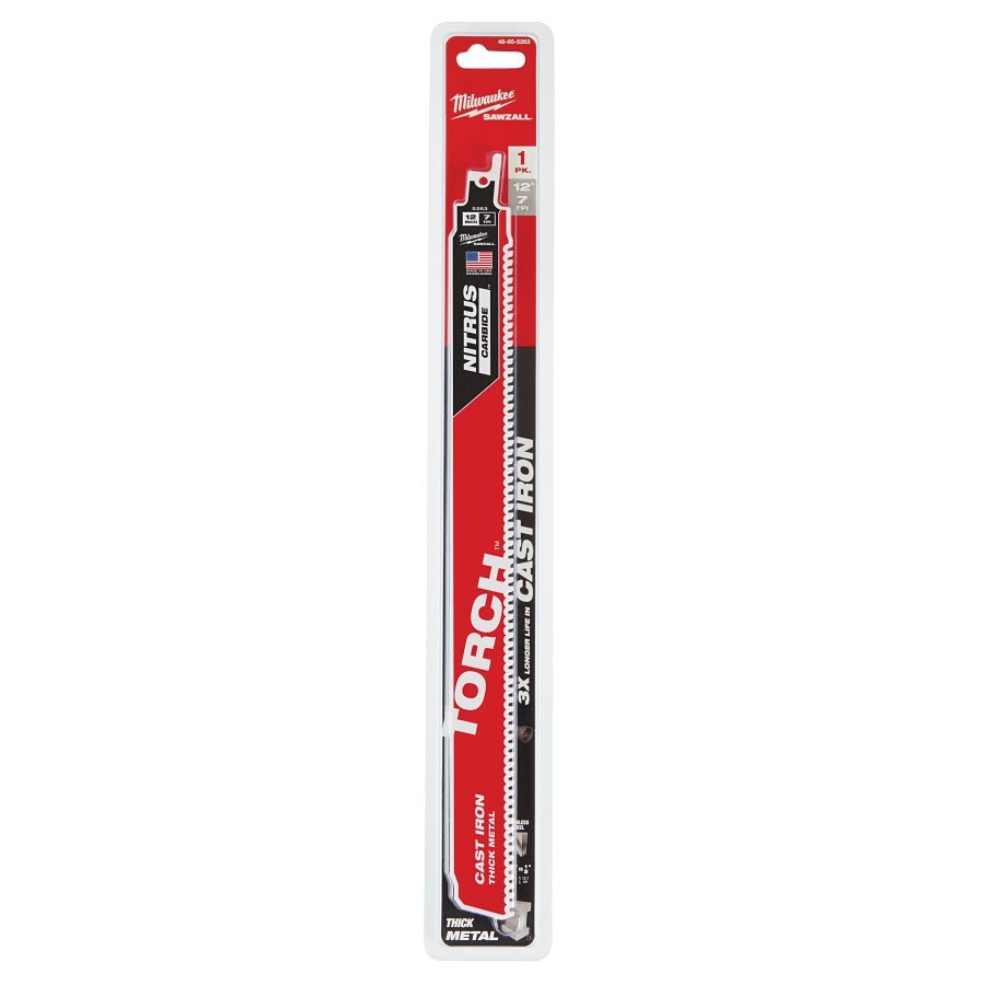 SAWZALL® The Torch™ Carbide Tip Reciprocating Saw Blade, 12 in L, 7 tpi, 0.05 in THK