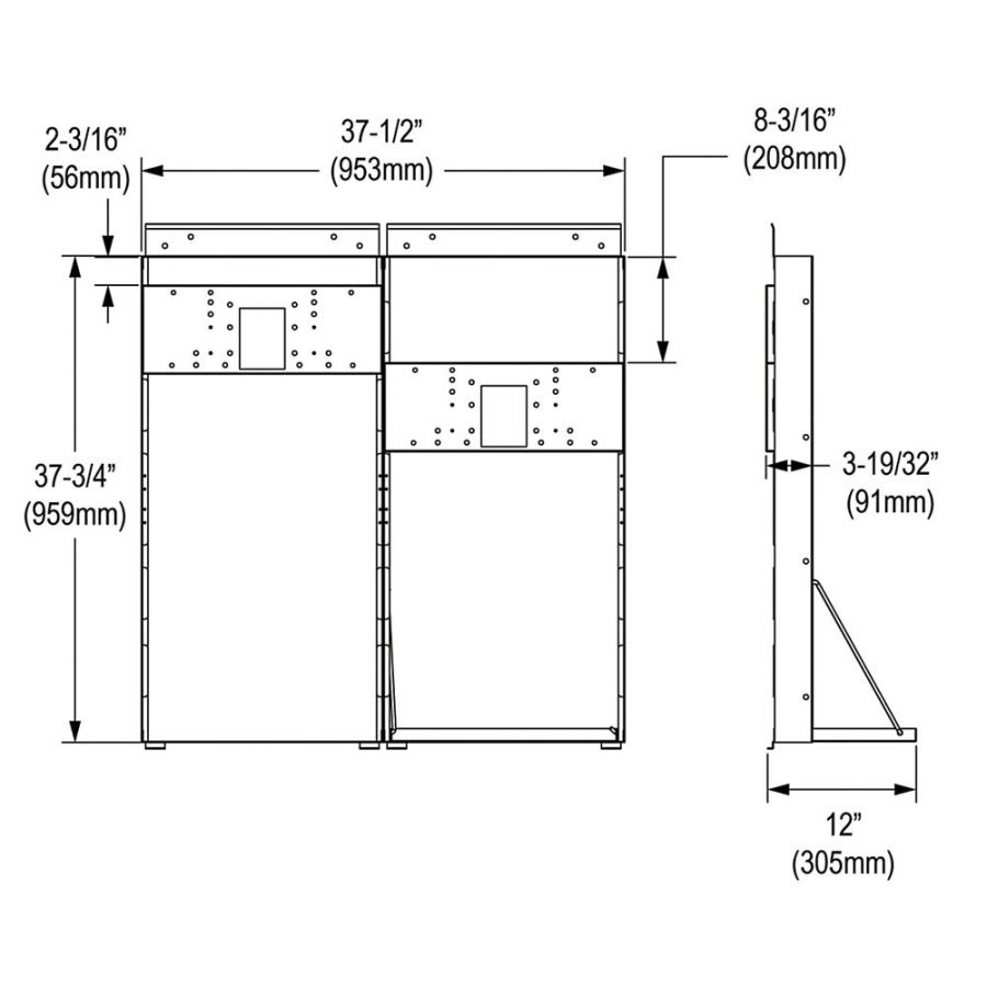 Mounting Frame for Bi-level In-Wall Refrigerated Coolers