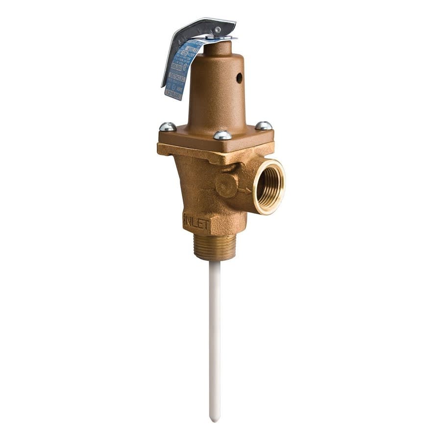 Temperature & Pressure Relief Valve, 3/4 in, MNPT x FNPT, Brass