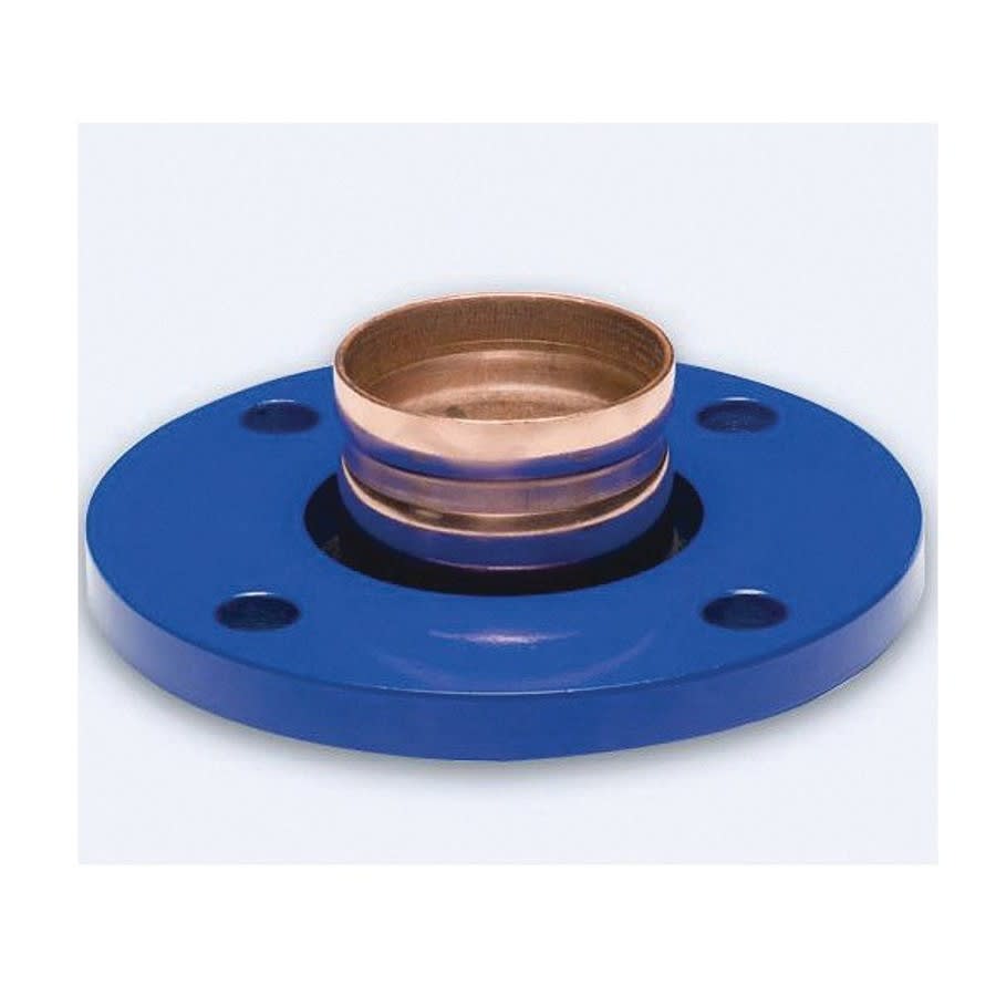 Roll Grooved Copper Flange Adapter, 6 in, Groove x Bolt Pattern, Copper/Plated Steel