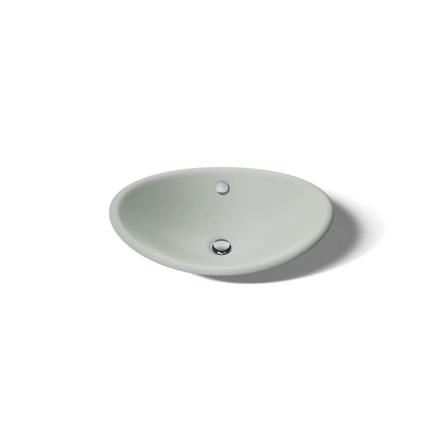 Iron Plains 20-3/4"L Cast Iron Drop-In Semi-Vessel Sink with Overflow and Black Painted Underside