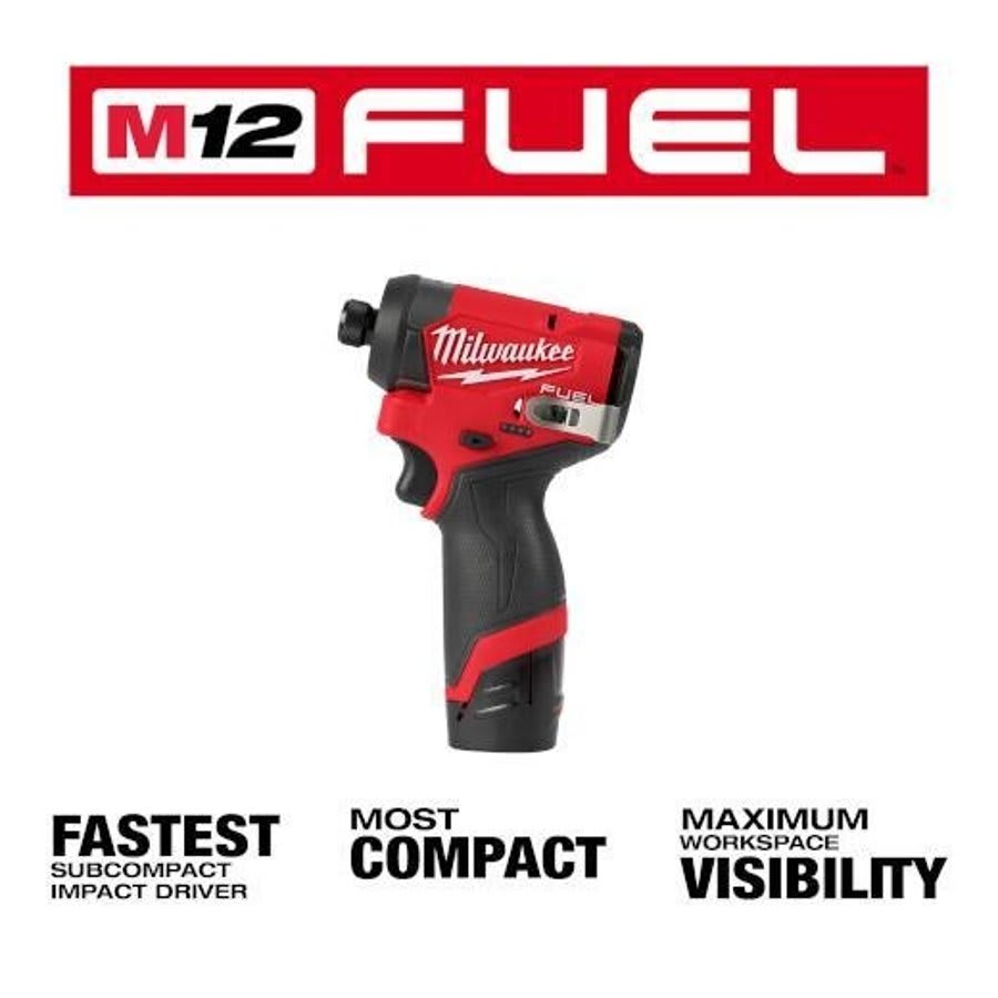 M12 FUEL™ Brushless Compact Impact Driver, 1/4 in, Drive Hex Drive, 0 to 4000 ipm, 12 V