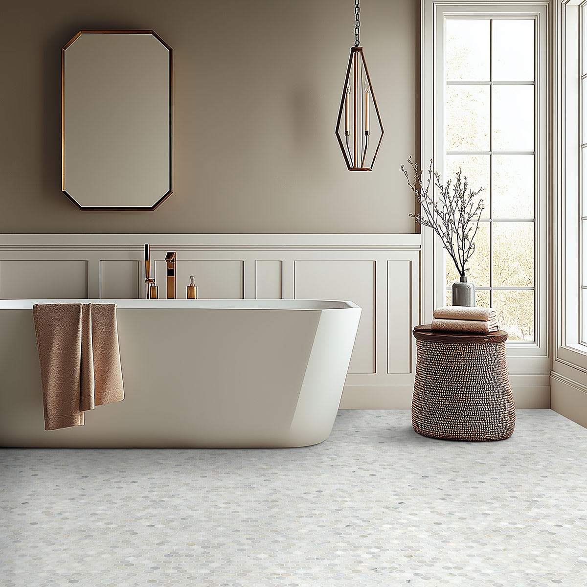 Calacatta Gold 1” Hexagon Mosaic Tile