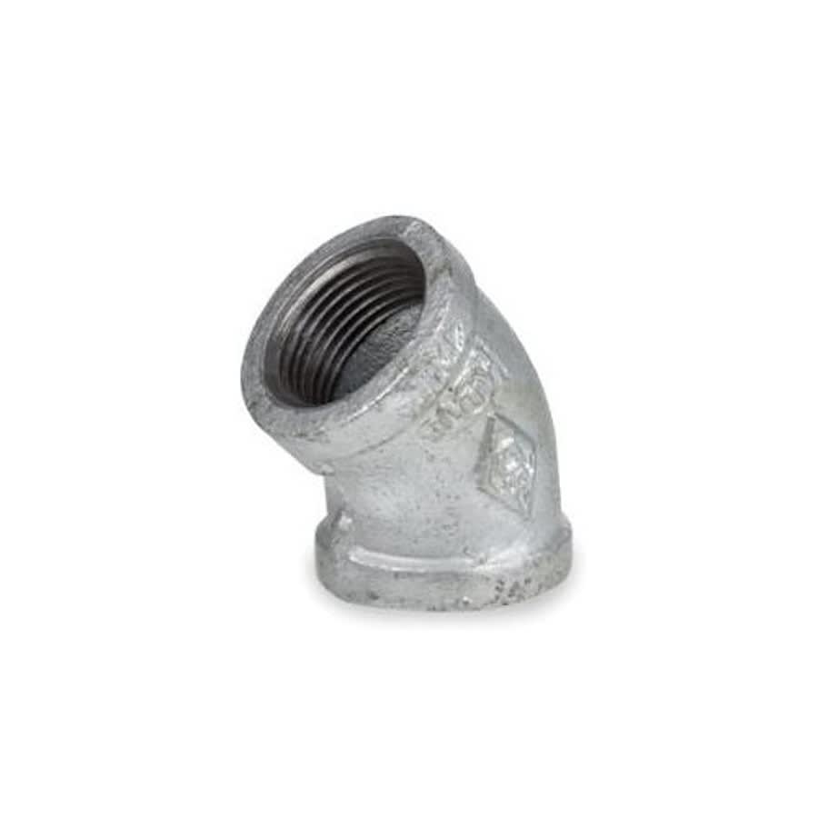 45 deg Elbow, 1/2 in, FNPT, 150 lb, Malleable Iron, Galvanized
