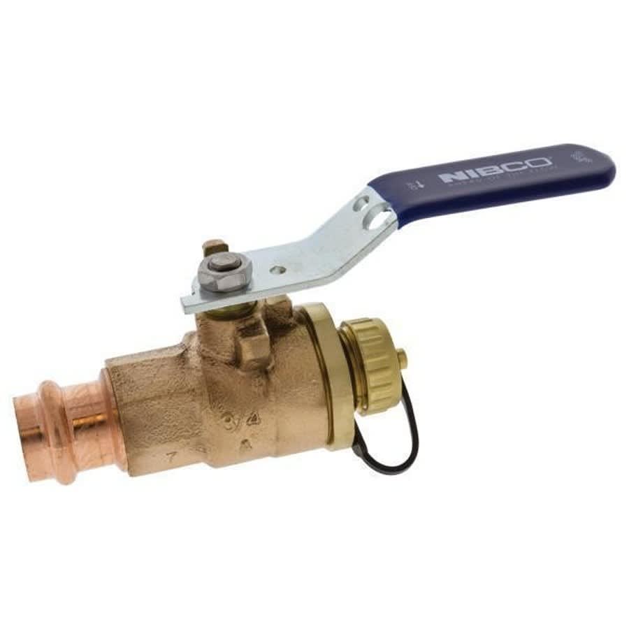 2-Piece Ball Valve, 3/4 in, Press, Full Port, Brass Ball, Bronze