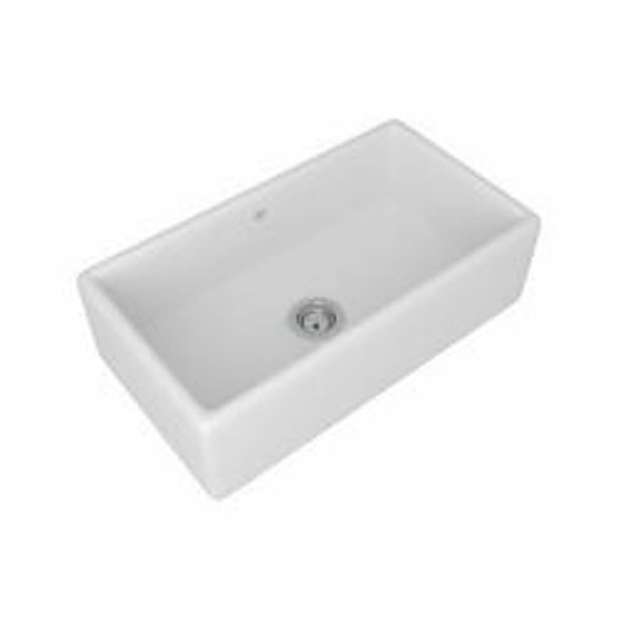Shaws Original Lancaster Single Bowl Kitchen Sink, Apron Mount, 33 x 18 in, 10 in Bowl Depth, Fireclay, White