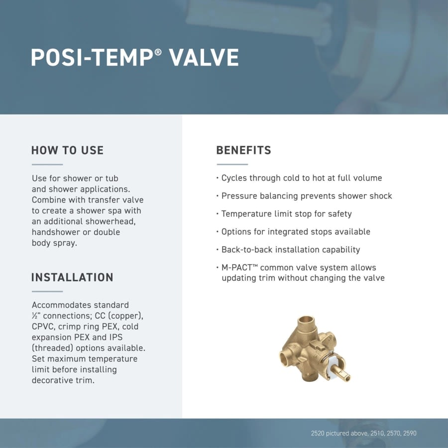 Belfield Shower Trim Package with Single Function 2.5 GPM Shower Head and Posi-Temp Pressure-Balancing Valve Technology