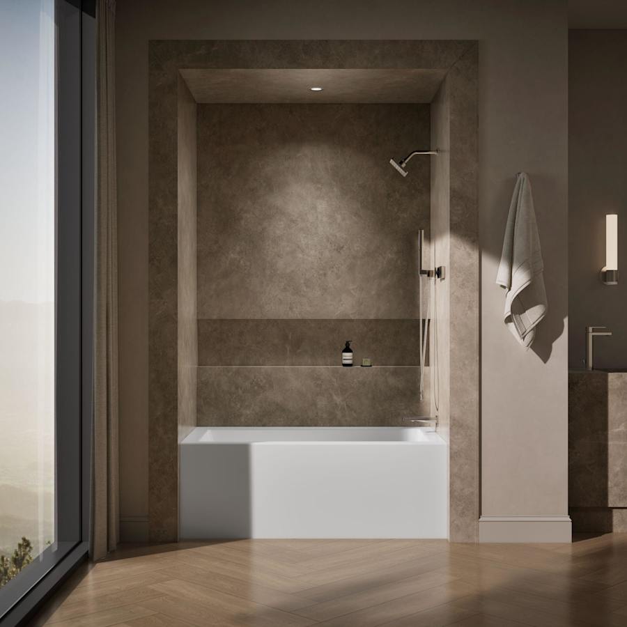 Underscore 60" Soaking Bathtub for Three Wall Alcove Installation with Right Drain