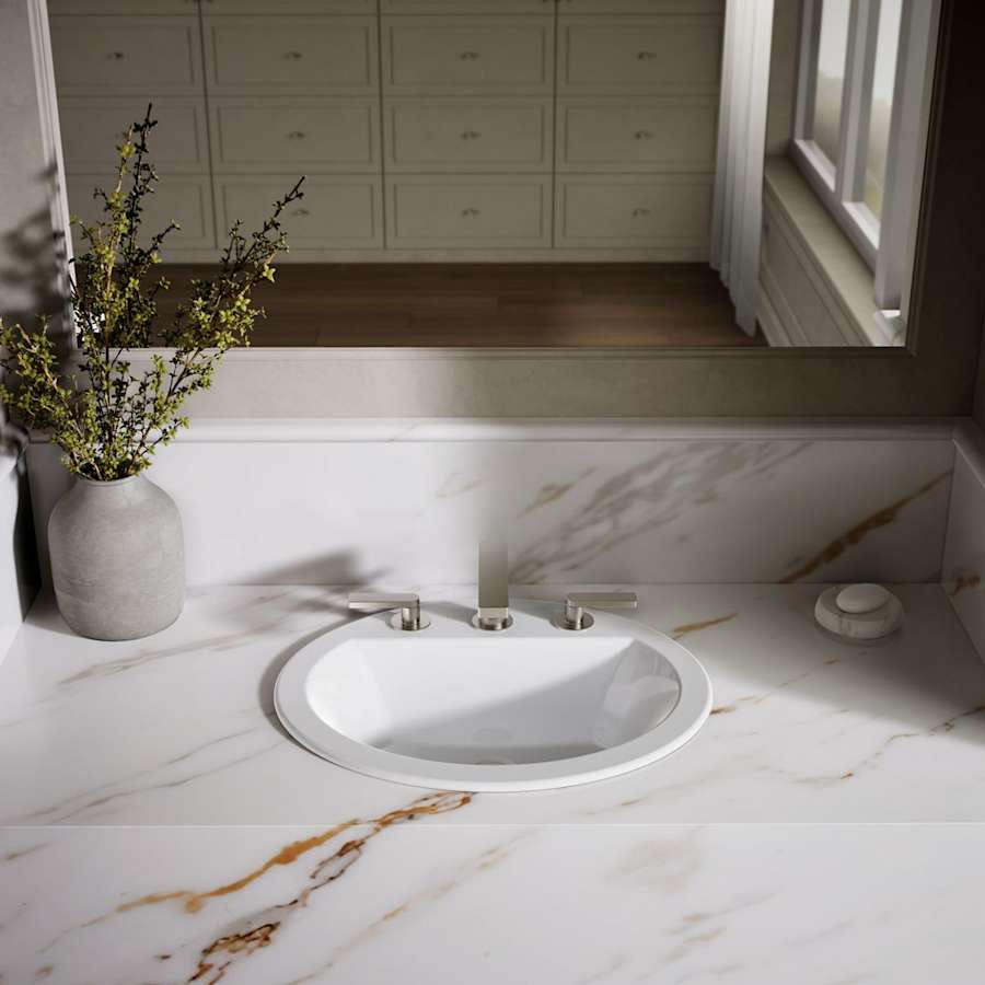 Bryant 20-1/8" Oval Vitreous China Drop In Bathroom Sink with Overflow and 3 Faucets Holes at 8" Centers