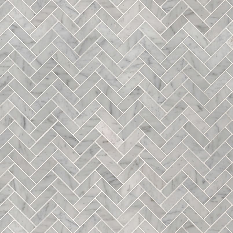 Carrara White Herringbone Polished