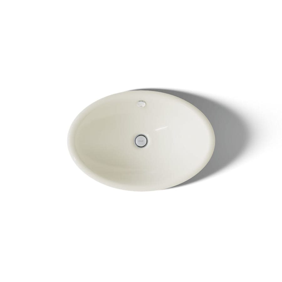 Iron Plains 20-3/4"L Cast Iron Drop-In Semi-Vessel Sink with Overflow and Black Painted Underside