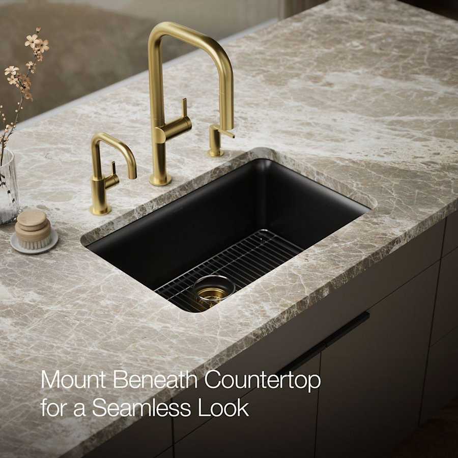 Cairn 27-1/2" Undermount Single Bowl Neoroc Granite Composite Kitchen Sink with Bottom Sink Rack
