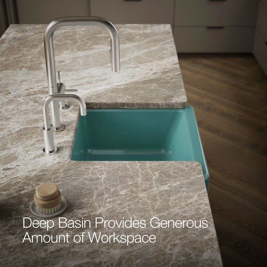 Whitehaven 23-1/2" Self-Trimming Farmhouse Single Basin Enameled Cast Iron Kitchen Sink