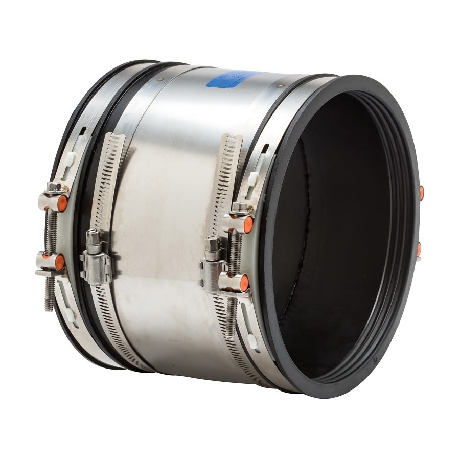 Shielded Transition Coupling, 6 in, Rubber/Stainless Steel