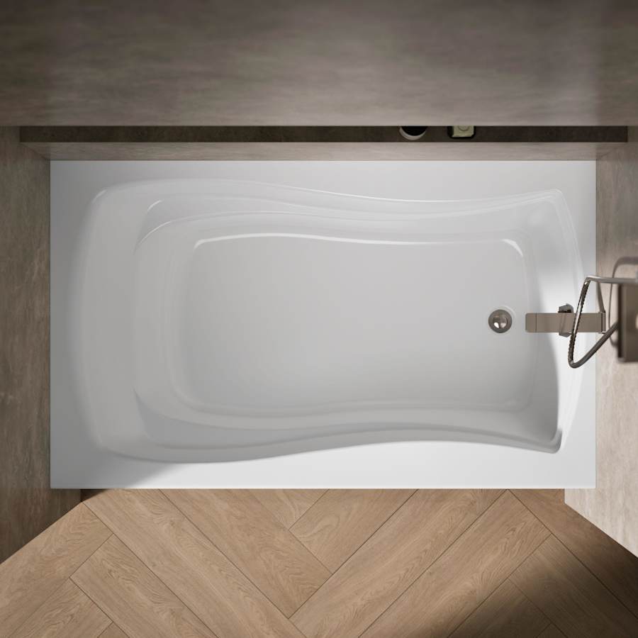 Mariposa Collection 60" Three Wall Alcove Soaking Bath Tub with Right Hand Drain, Apron, Tile Flange and Textured Bottom