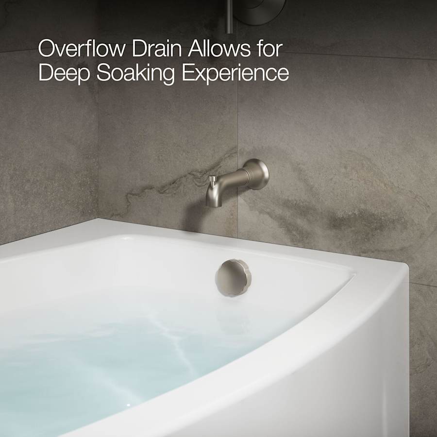 Expanse Collection 60" Three Wall Alcove Curved Integral Apron Bath Tub with Right Hand Drain