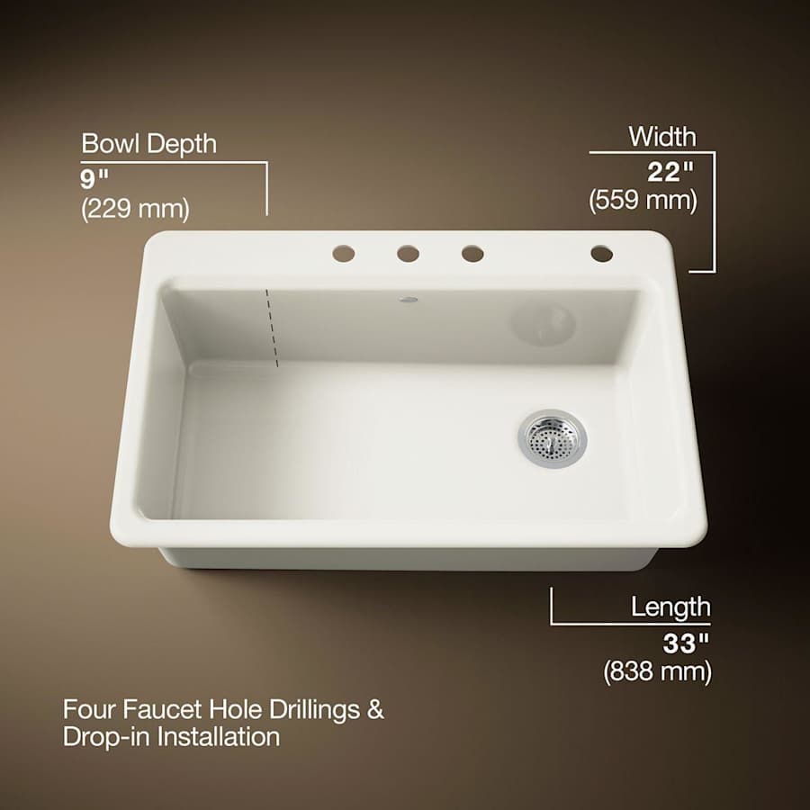 Riverby 33" Single Basin Top-Mount Enameled Cast-Iron Kitchen Sink