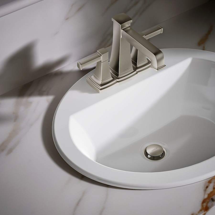 Bryant 20-1/8" Oval Vitreous China Drop In Bathroom Sink with Overflow and 3 Faucet Holes at 4" Centers