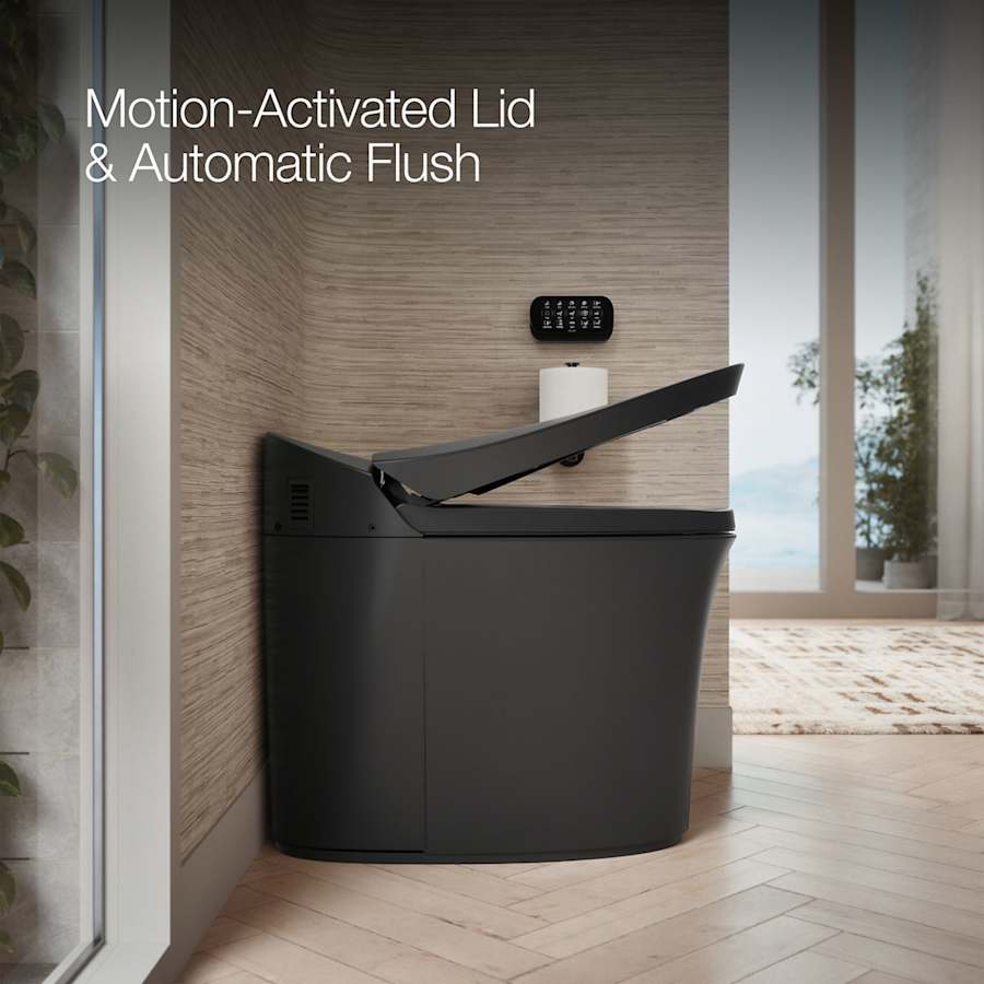 Veil Dual Flush One Piece Elongated Chair Height Intelligent Toilet - Seat Included with Quiet Close Lid