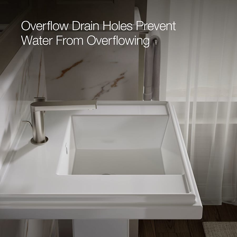Tresham 24" Pedestal Fireclay Bathroom Sink with Single Faucet Hole Drilled and Overflow - Less Drain Assembly