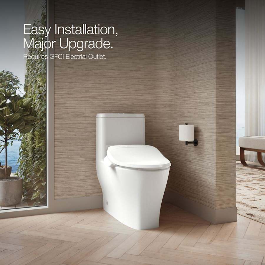 PureWash E545 Elongated Closed-Front Bidet Seat with Heated Seat, Adjustable Water Temperature and Pressure, Front and Rear Wash Modes, Automatically UV Light Self-Cleaning Wand, Quiet-Close, Quick-Release, and LED Night Light Technologies