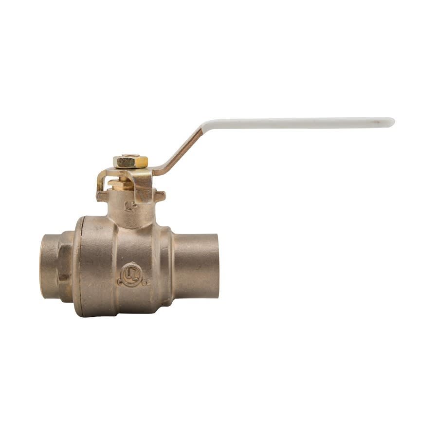 2-Piece Ball Valve, 3/4 in, C, Full Port, Plated Brass Ball, Brass