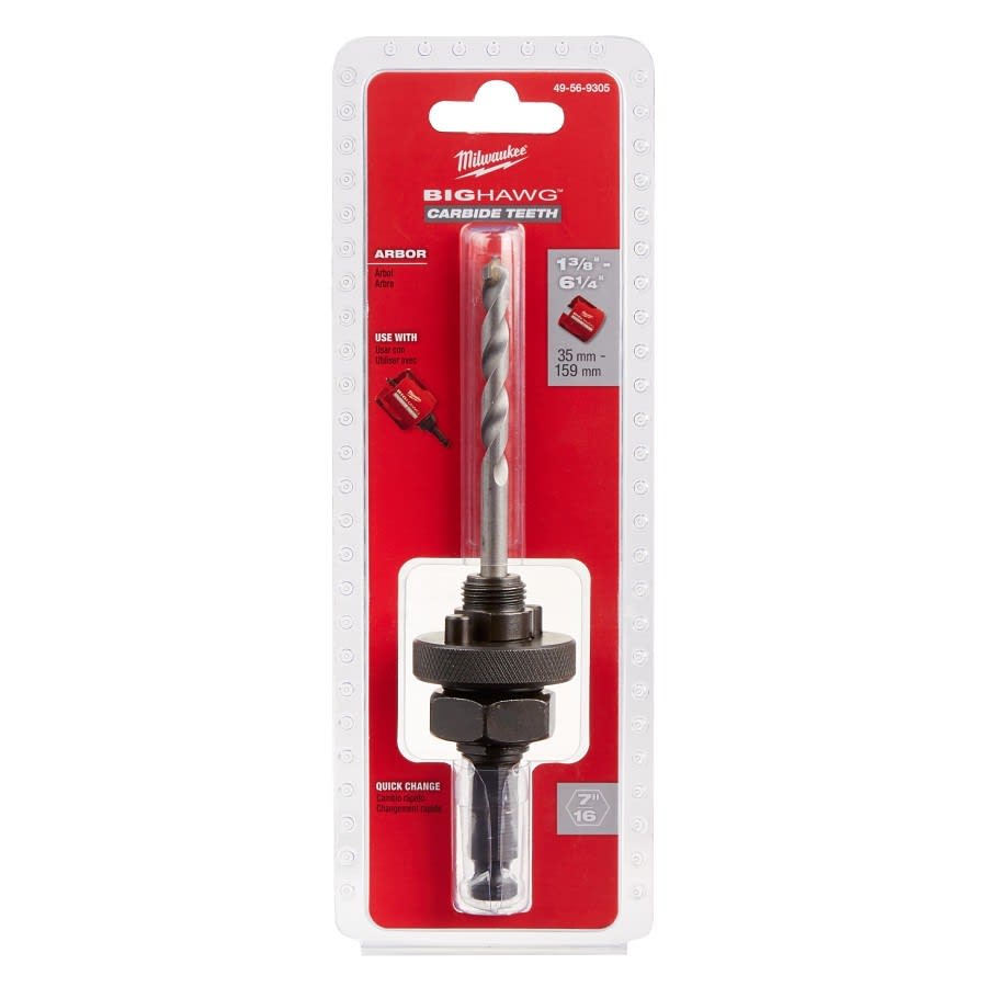 BIG HAWG™ Hole Saw Arbor, 7/16 in, Arbor, 7/16 in, Pilot Drill, Steel