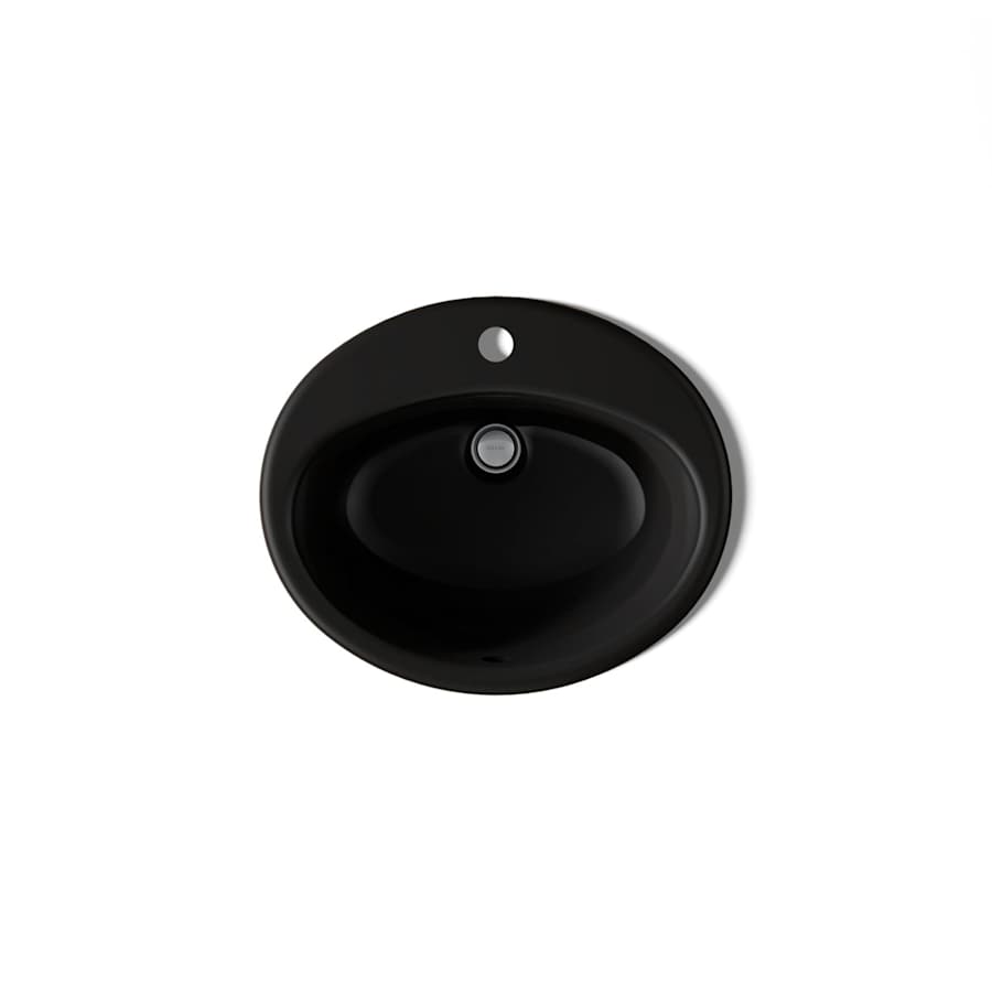 Farmington 19-1/4" Oval Cast Iron Drop In Bathroom Sink with Overflow and Single Faucet Hole