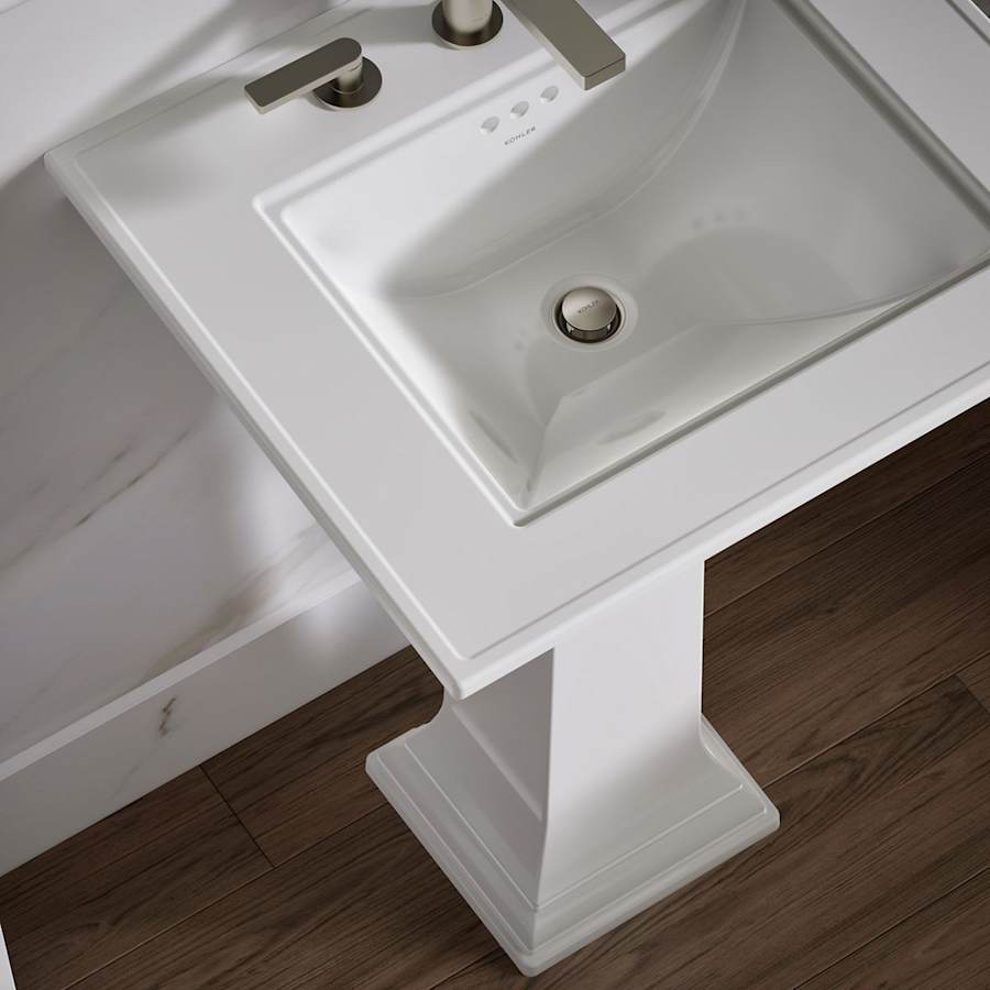 Memoirs Stately 24-1/2" Fireclay Pedestal Sink with Overflow and 3 Faucet Holes at 8" Centers