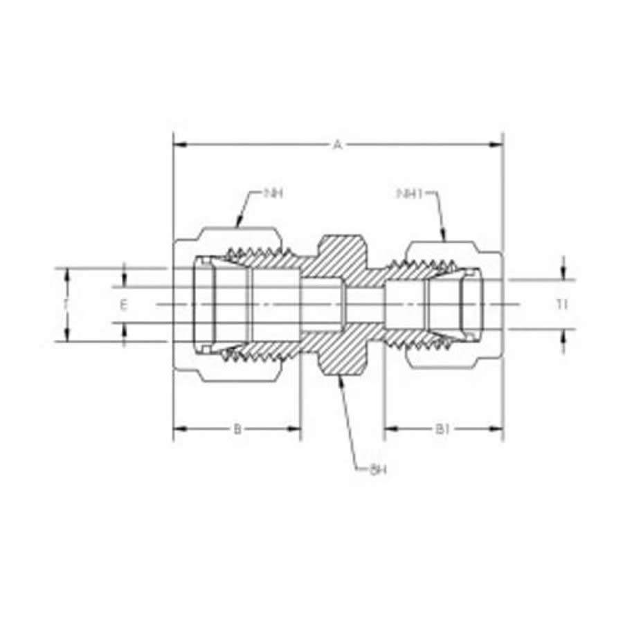 Union, 1/2 x 3/8 in, Tube, 316/316L Stainless Steel