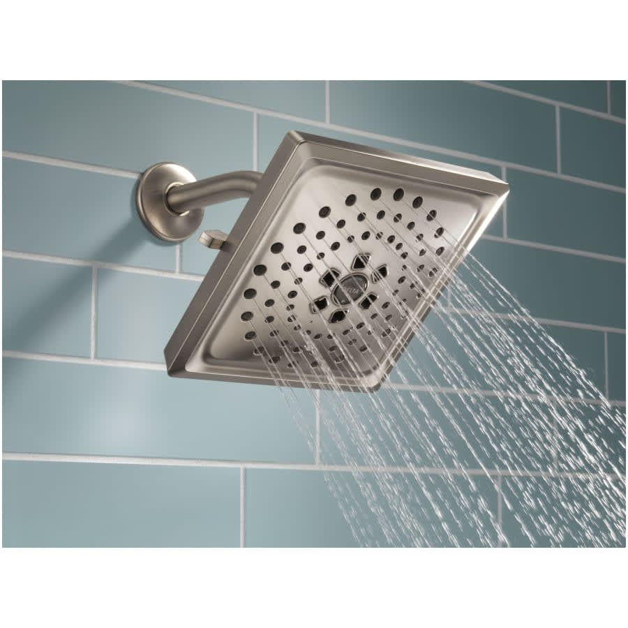 Universal Showering 7-5/8" Square 1.75 GPM Shower Head Full Spray Pattern with Touch Clean and H2Okinetic Technology