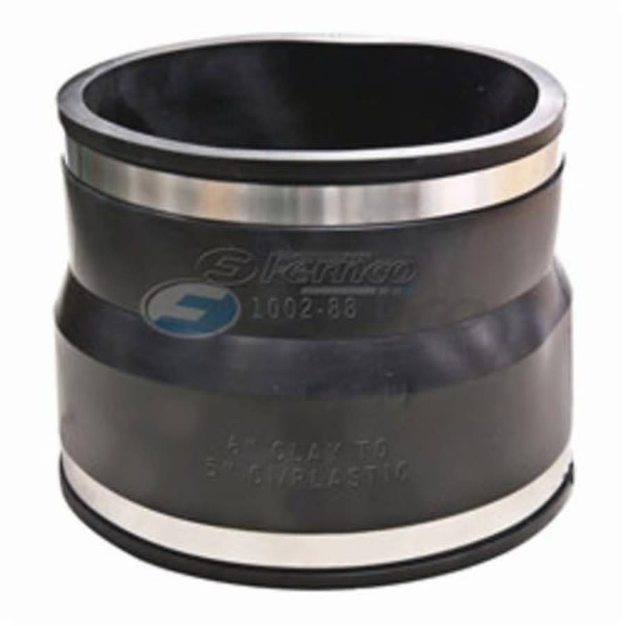 Transition Coupling, 8 in, Clay x Cast Iron/Plastic, Flexible PVC