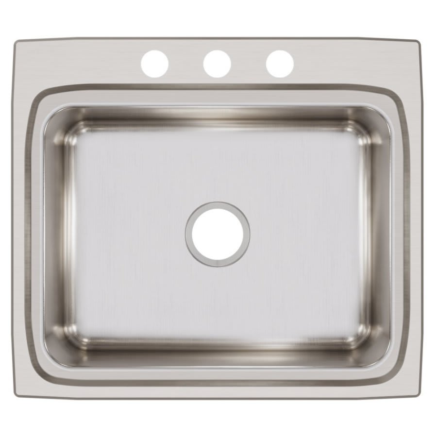 Lustertone™ Classic Single Bowl Kitchen Sink, Top Mount, 25 x 22 in, 7-3/4 in Bowl Depth, 3-Hole, 18 ga Lustrous Satin Steel, Stainless