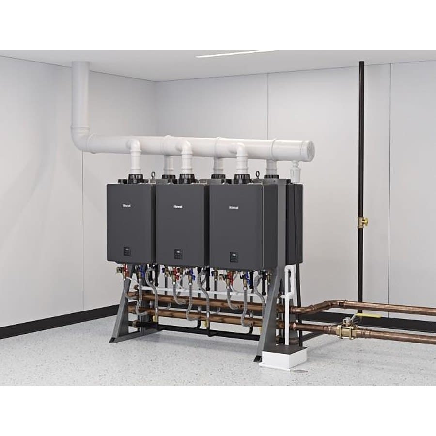 Back-to-Back Tankless Tack, Freestanding, 6 Units, Indoor/Outdoor, Natural/Propane