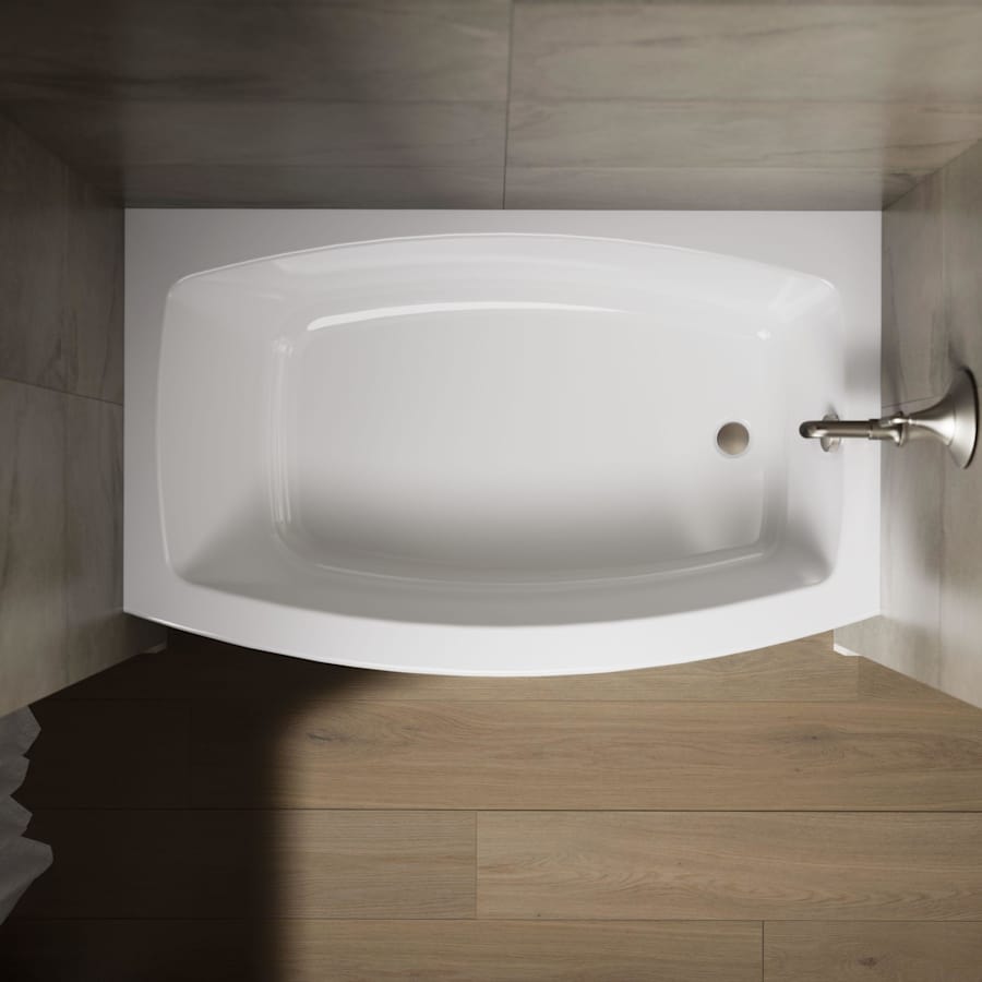 Expanse Collection 60" Three Wall Alcove Curved Integral Apron Bath Tub with Right Hand Drain