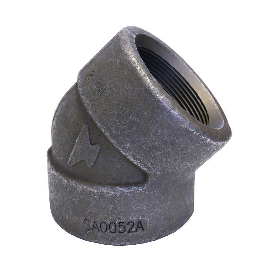 45 deg Elbow, 3/4 in, FNPT, SCH 80/XH, Forged Steel, 3000 lb